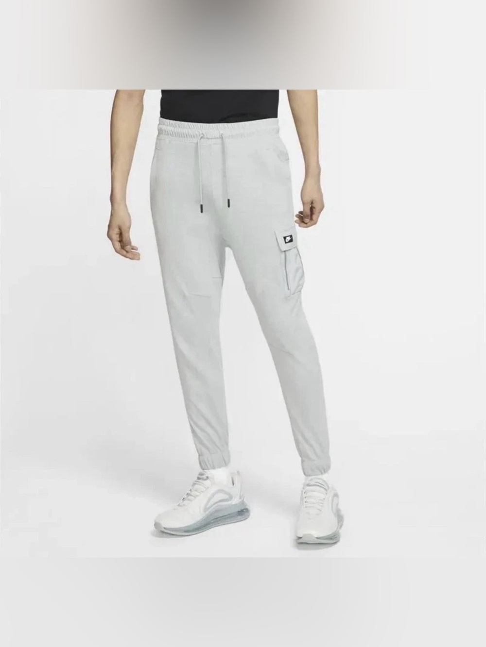 Nike Sportswear Cargo Joggers Mens L Gray Drawstring Elastic Cuff CV3094-077